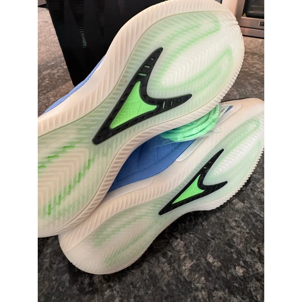 Adidas Anthony Edwards 2 Basketball Shoes Lucid Blue Lime Green JR4359 Mens 11.5
